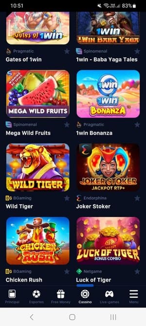 Jogos Disponíveis no Casino 1Win